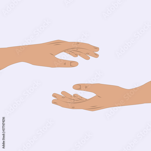 Hands opposite each other - open up and down - isolated on white background - vector.