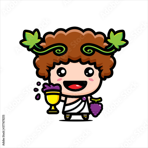 cute dionysus god character vector design