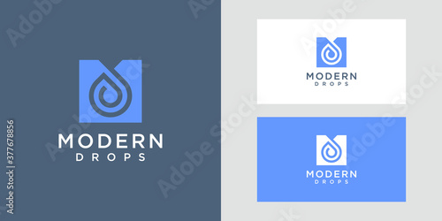 water drop Logo design vector linear infinite shape. Aqua droplet Logotype icon.