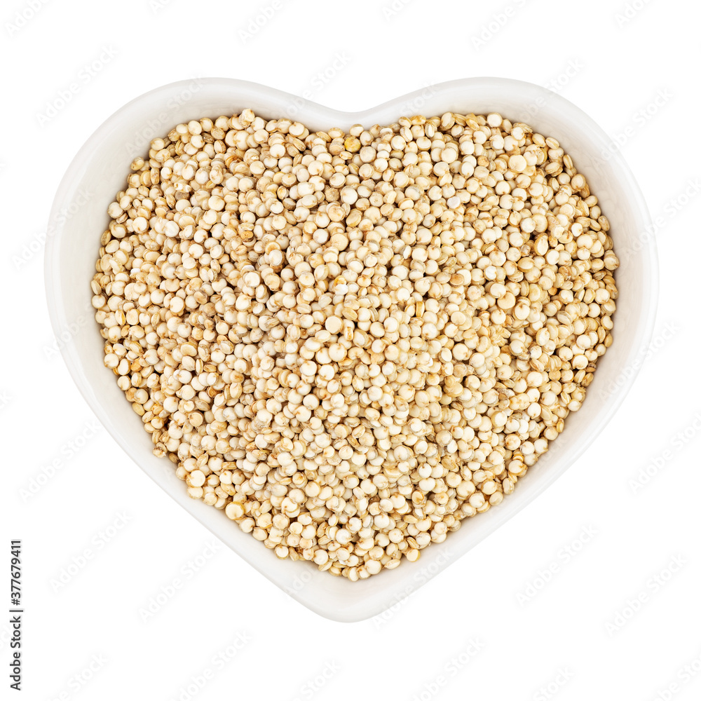 quinoa in heart shaped plate quinoa in heart shaped plate