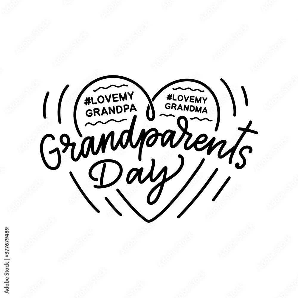 Hand drawn lettering phrase - Grandparents Day. Holiday celebration artwork for greeting cards, social network and web design. Vector