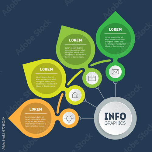 Brochure design template. Business presentation concept with 4 options. Infographic of technology or education process with four steps. Vector.