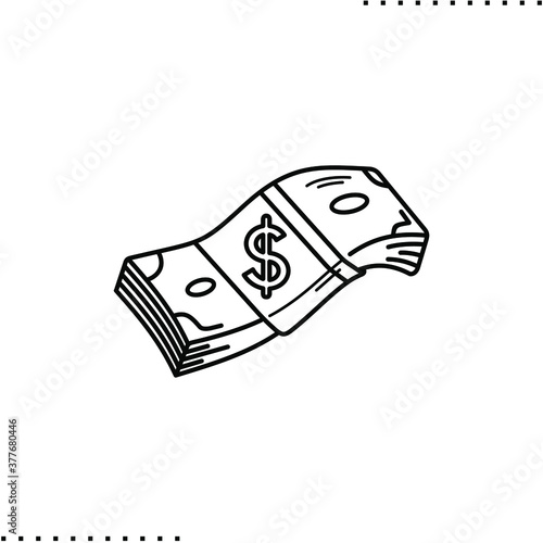 dollars money, stack of banknotes vector icon in outlines