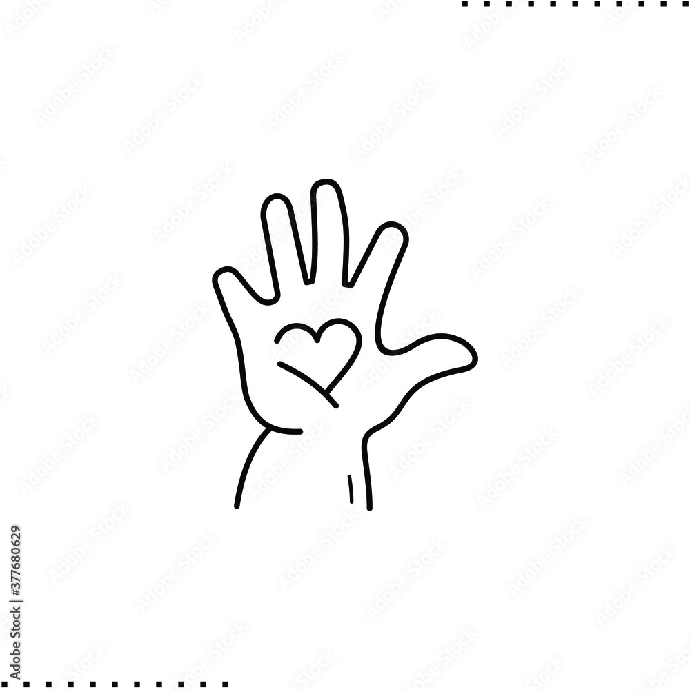 child palm with heart vector icon in outlines child palm with heart vector icon in outlines