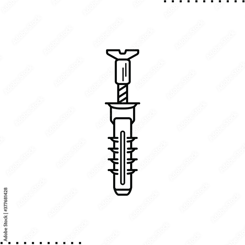 dowel screw vector icon in outlines