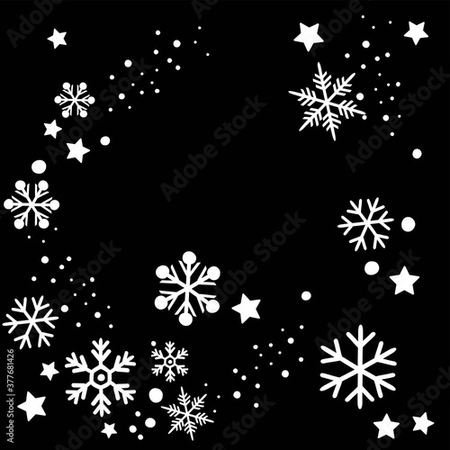 Print Hand-drawing silhouette background collection. Vector snowflake. Element for design.