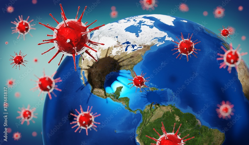 Naklejka premium Earth, viruses - 3D illustration