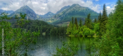 lake in the mountains 
Štrbské Pleso