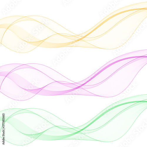 Abstract vector background. Design element - colored waves. Set of curved lines isolated on white background. eps 10