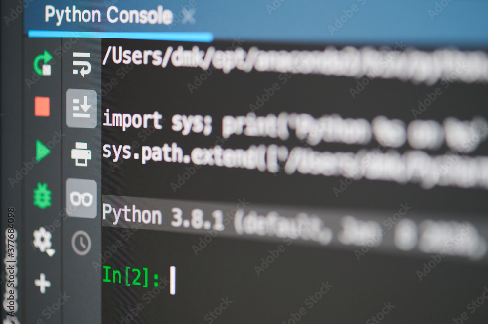 Python programming console Stock Photo | Adobe Stock