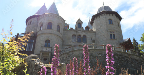 Castle Savoia and its garden, located at around 1450m height, Valle d'Aosta , northen Italy