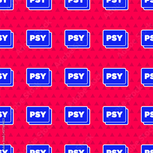 Blue Psychology icon isolated seamless pattern on red background. Psi symbol. Mental health concept, psychoanalysis analysis and psychotherapy. Vector.