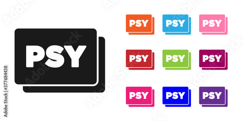 Black Psychology icon isolated on white background. Psi symbol. Mental health concept, psychoanalysis analysis and psychotherapy. Set icons colorful. Vector.