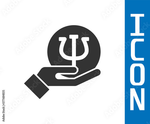 Grey Psychology icon isolated on white background. Psi symbol. Mental health concept, psychoanalysis analysis and psychotherapy. Vector.