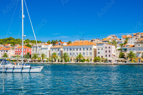 Beautiful town and marina of Mali Losinj on the island of Losinj, Adriatic coast in Croatia, touristic destination, sunny summer day