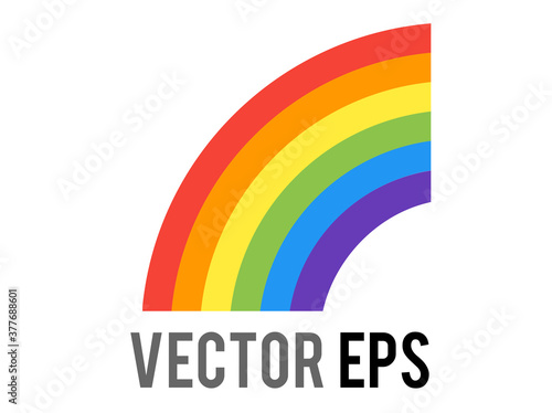 Vector half of a full rainbow emoji icon, showing six bands of color red, orange, yellow, green, blue, violet