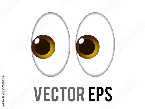 Vector pair of pervy or shifty eyes emoji icon, glancing slightly to the left