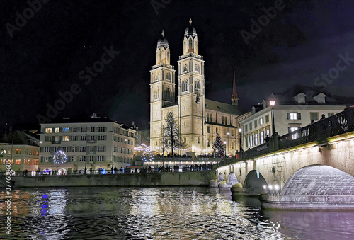 Beautiful view of decoration in Zurich for Christmas holidays celebration.