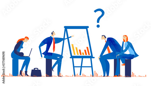 Successful business people having a meeting in the city. Deal negotiation, discussing a project, developing new business. Business concept illustration 