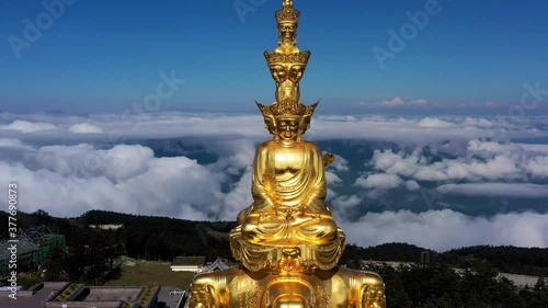drone view of emei mountain jinding scenic
