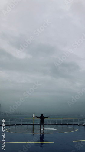 person on the helicopter park
