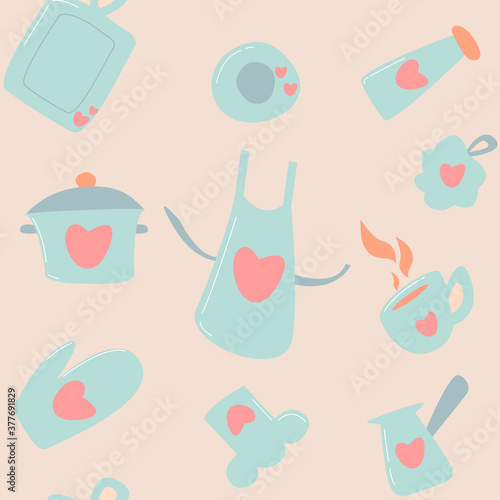 Seamless pattern for kitchenware background