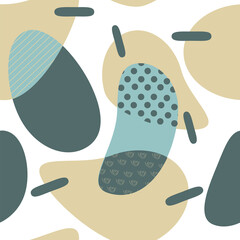 Acrylglasbilder Avocadomuster Pastell Avocado Muster Beige Blau  © essskina