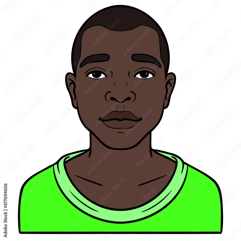 comic avatar of an african boy with green sweater. avatar. comic avatar of an african boy with green sweater. avatar.