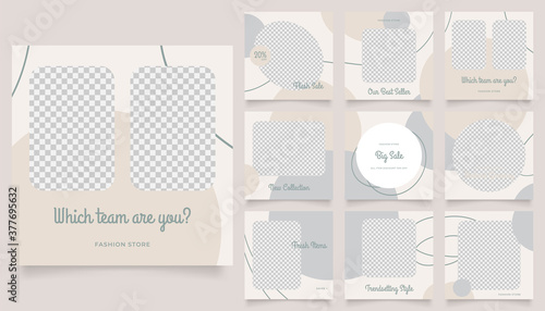 social media template banner fashion sale promotion. fully editable instagram and facebook square post frame puzzle organic sale poster. grey brown vector background