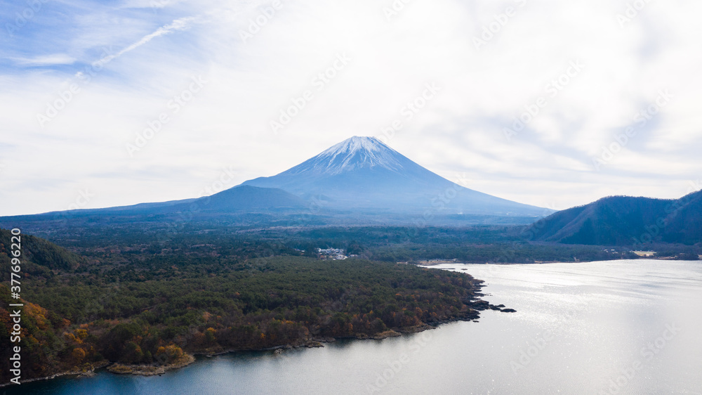 Mt. Fuji from Lake Motosu during fall