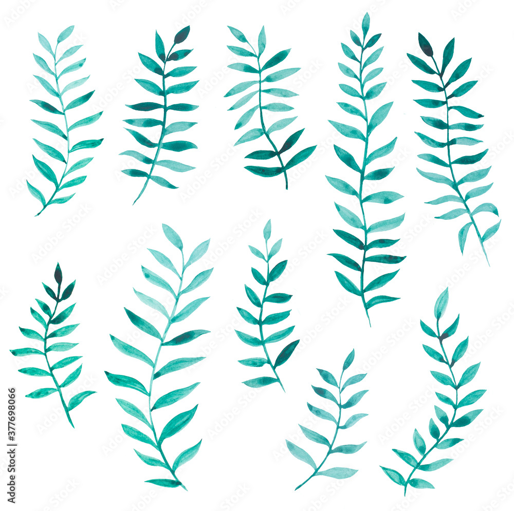 Seamless pattern with watercolor leaves.