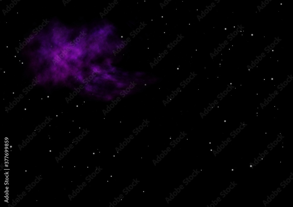 Distant flickering star array and cold cosmic nebula.