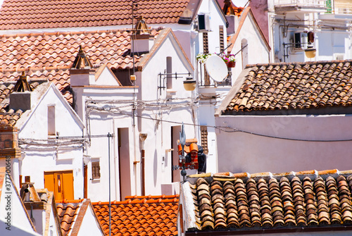 Pisticci and its white buildings from Rione Dirupo, Matera, Basilicata, Italy, Europe.