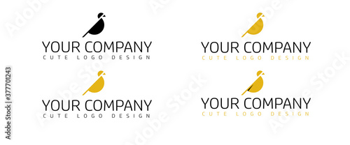 Logo concept template with a cute bird silhouette in variable colors