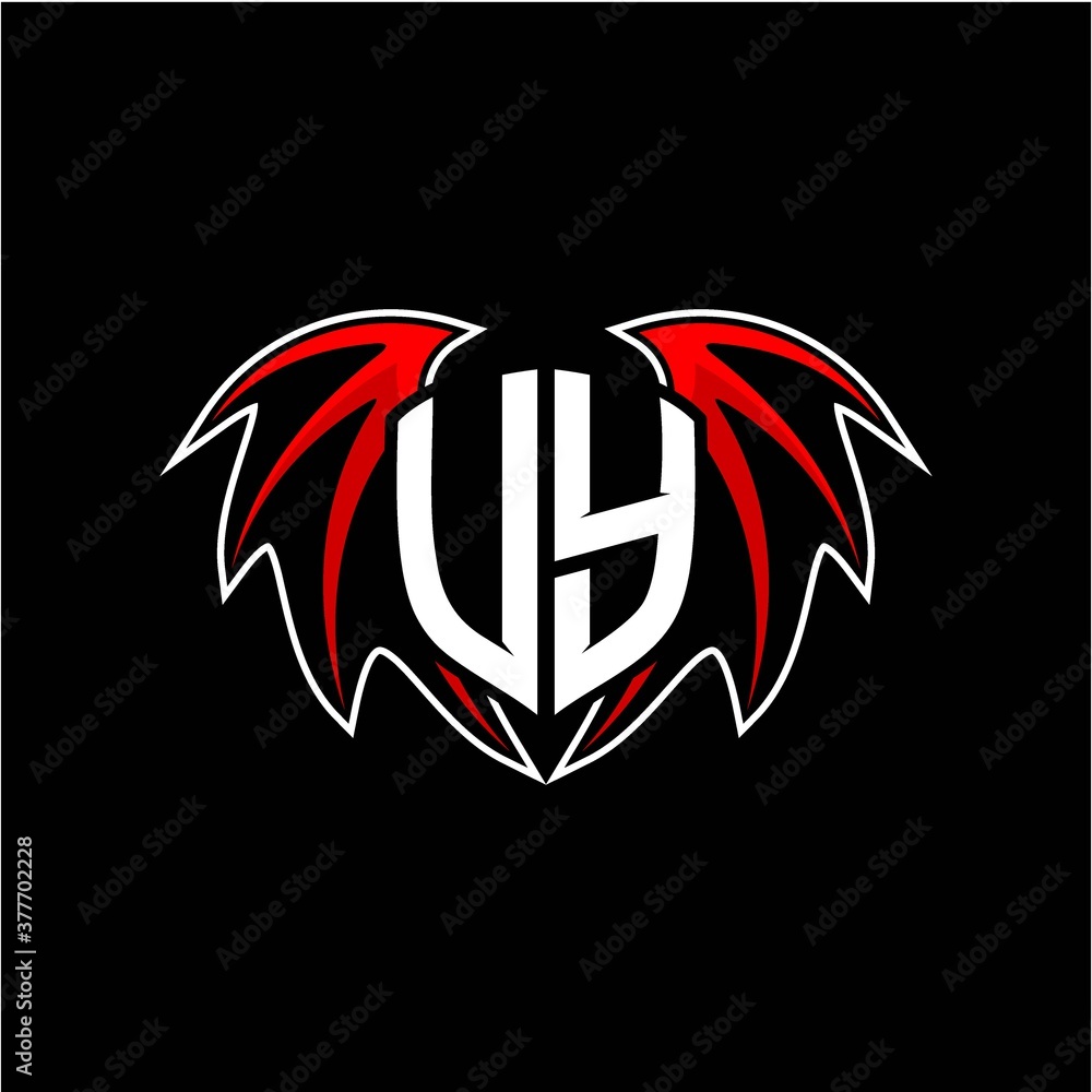 letter U Y initial vector logo template with a minimalist dragon wing style letter U Y initial vector logo template with a minimalist dragon wing style