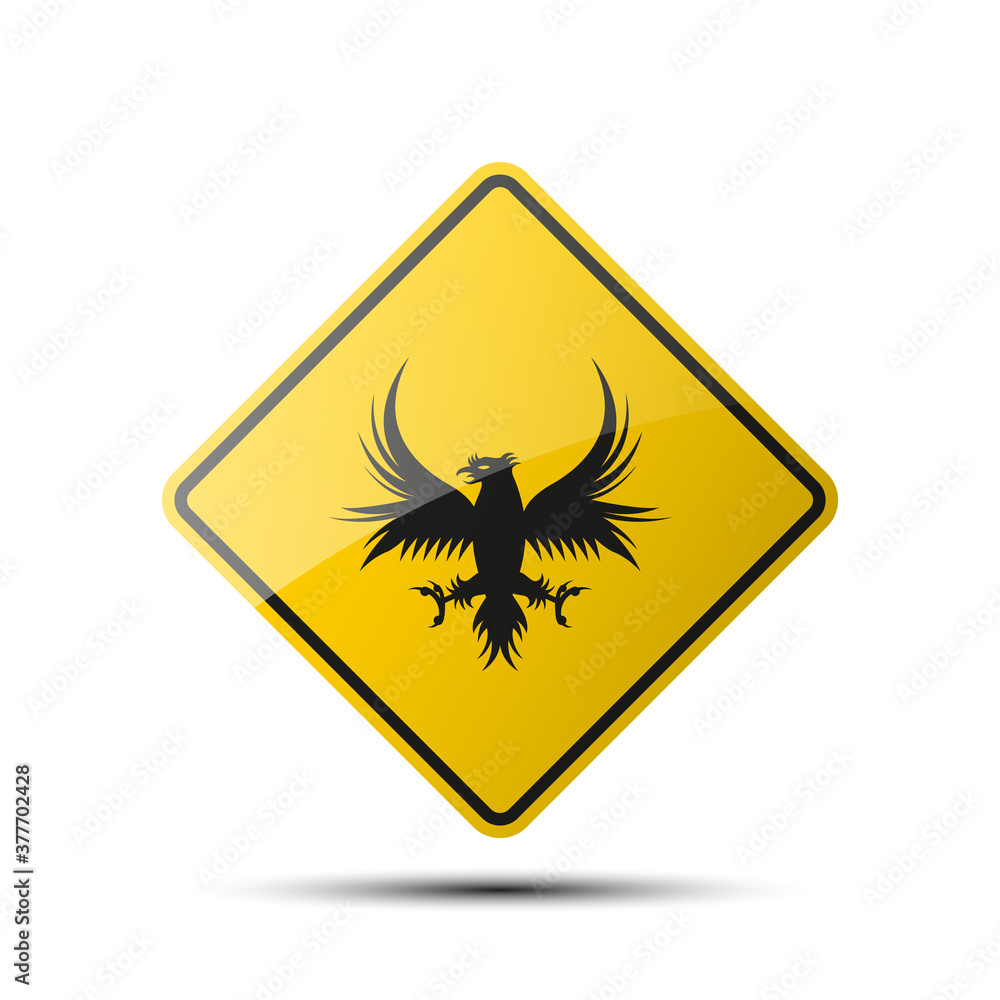 Yellow Diamond Road Sign With A Black Border And An Image Coat Of Arms yellow-diamond-road-sign-with-a-black-border-and-an-image-coat-of-arms