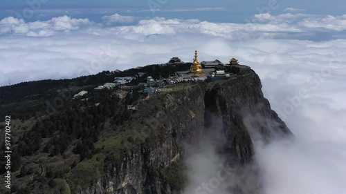 drone view of emei mountain jinding scenic