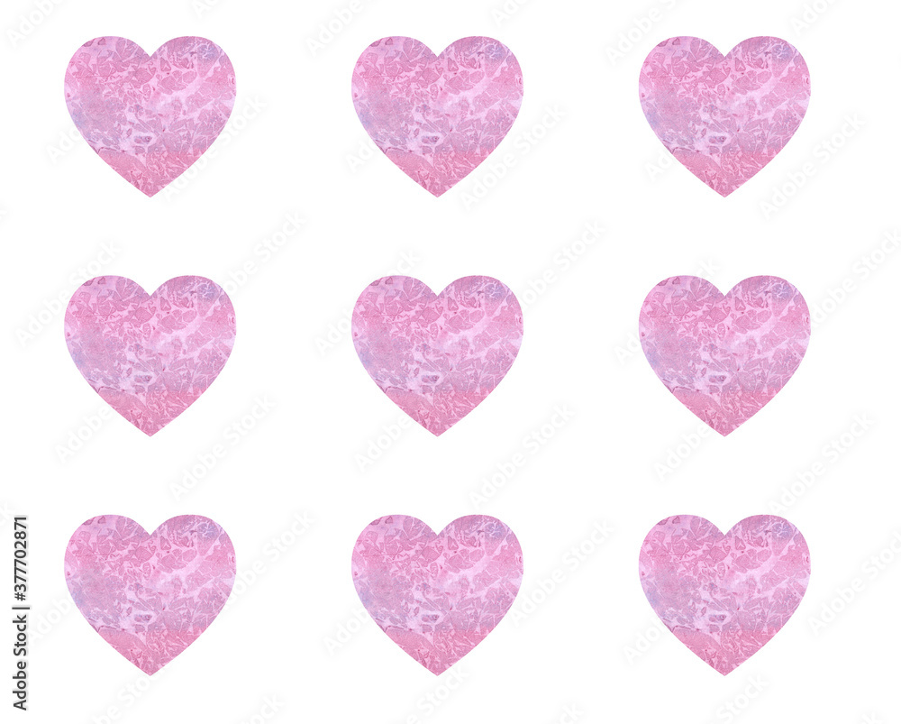  Valentine's day pattern. Large pink watercolor hearts.