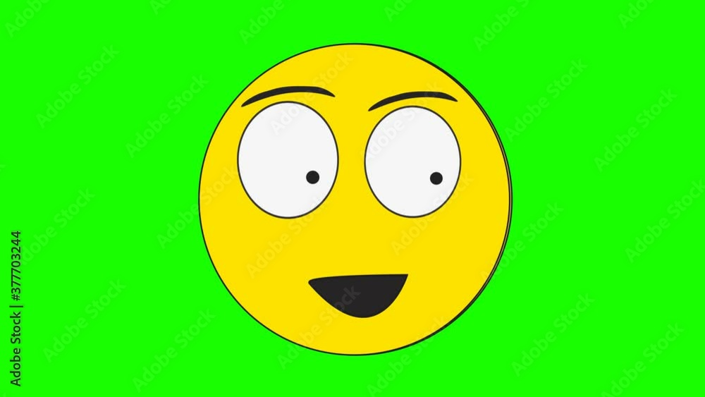 Comic joyful face expression isolated on green screen background Comic joyful face expression isolated on green screen background