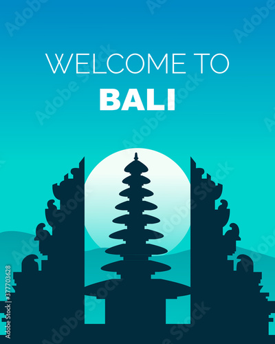 Bali poster template for travel with illustration Vector