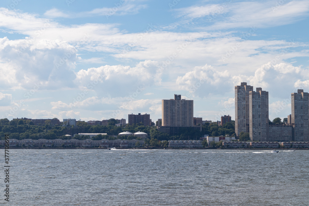 Skyline of West New York and Guttenberg New Jersey along the Hudson River
