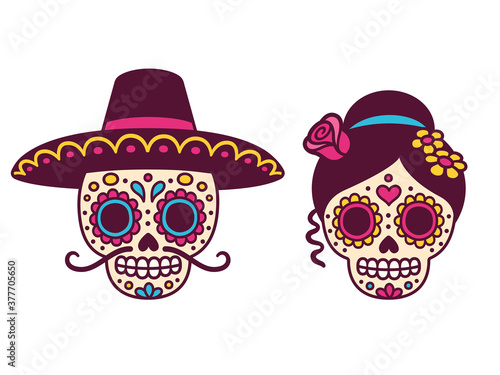 Mexican sugar skull couple