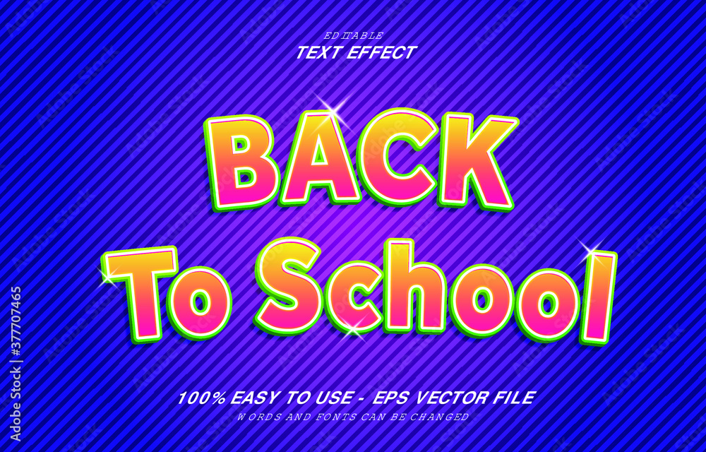 editable text effect, back to school style vector design