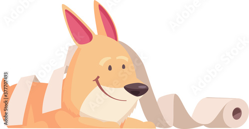 hilarious naughty cartoon doggie corgi doing pranks and playing
