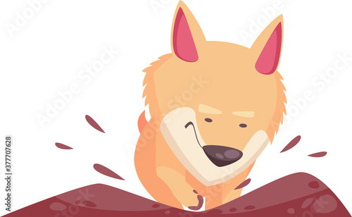 hilarious naughty cartoon doggie corgi doing pranks and playing