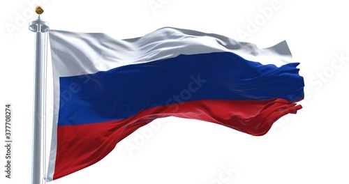 Flag Of Russia in Ultra Slow Motion 4K Alpha Loop