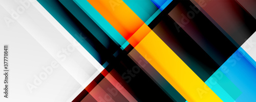 Geometric abstract backgrounds with shadow lines, modern forms, rectangles, squares and fluid gradients. Bright colorful stripes cool backdrops