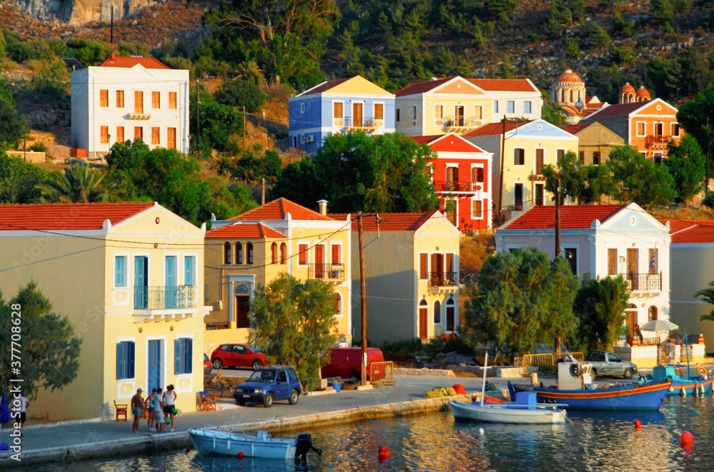View of houses in the main town of Kastellorizo, one of Dodecanese islands in southeastern Greece, July 18 2009.
