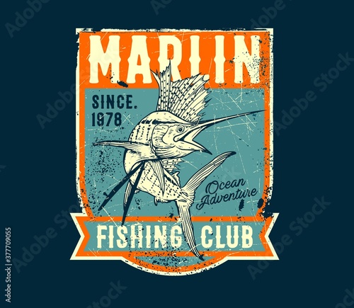 Marlin Fishing Club vintage graphic