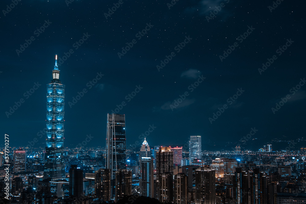 Taipei City and Taipei 101 at night 